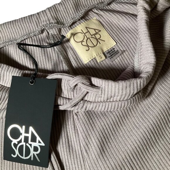 Chaser Women's Ribbed Knit Jogger Pants with Drawstring Waist Size S Beige - Picture 2 of 7